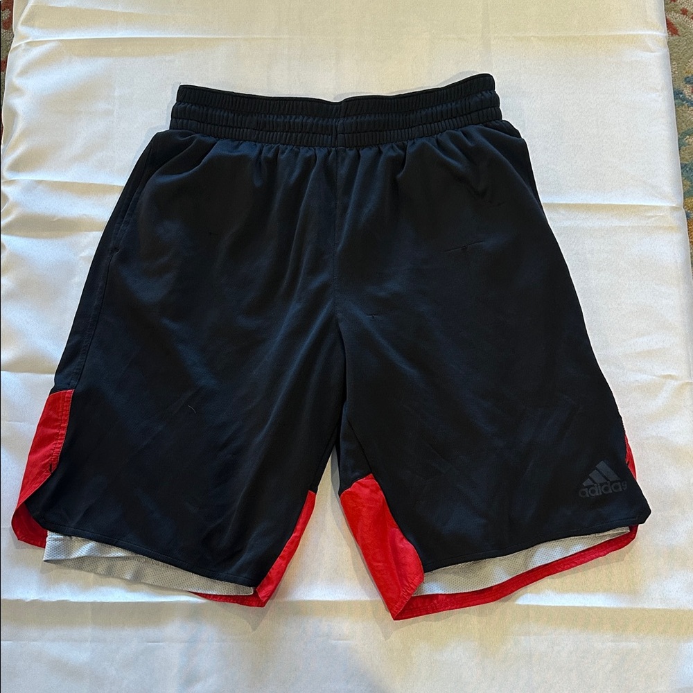 Adidas Black red basketball Shorts‎ mesh lined